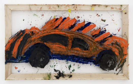 Mike Cloud – Quilt painting - Orange Car, 2008