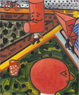 Marcus Weber – Adalbertstraße, Krazy Kat und Artforum-Leser - HS-Platz, 2010. Oil on canvas, 24 x 20 in.