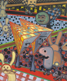 Marcus Weber – Adalbertstraße, Krazy Kat und Artforum-Leser - G-Park, 2011. Oil on canvas, 24 x 20 in.