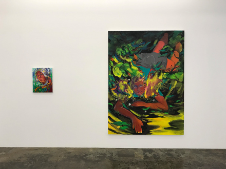 Pleasure in Precariousness – Sarah Faux, Haley Josephs, RJ Messineo, Wang Chen - Installation view: Late June, and Fallen.