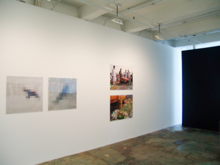 Contemporary Art from Pakistan – Huma Mulji, Bani Abidi, Naiza Khan, Hamra Abbas, Rashid Rana, Mahbub Shah, Zahoor Ul Akhlaq, Muhammad Zeeshan - Installation view, west and north wall: Rashid Rana, Huma Mulji.