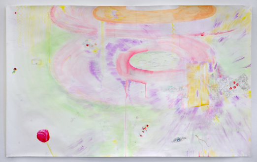 Róza El-Hassan – Labyrinth of Rebellion - Hunger Strike, 2015. Work on paper. 75 x 47 in.