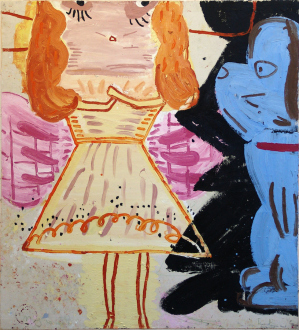 Rose Wylie – What with What - Christmas Fairy, 2008. Oil on canvas, 72 x 65 in.