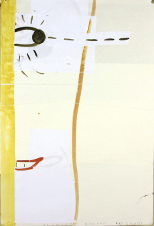 Animate Matter – Pia Maria Martin, Dona Nelson, Richard Staub, Rose Wylie - Rose Wylie: Looking Round Corners, 2009. Watercolor and collage onpaper, 33 x 23 in.