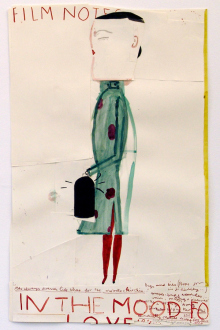 Rose Wylie – What with What - Chinese Film Star (Film Notes), 2010. Ink, watercolor, collage on
paper, 36 x 23.5 in.