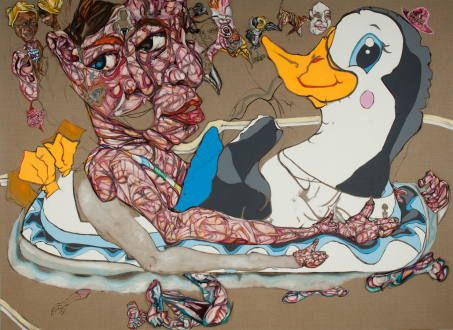 Paint as Figure – Kohei Akiba, Jonathan Delachaux, Jennifer Packer, Schandra Singh, Zheng Wei - Schandra Singh: Charlotte Kate, 2013. Oil on linen, 79 x 108 in.