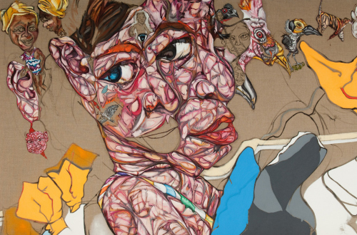 Paint as Figure – Kohei Akiba, Jonathan Delachaux, Jennifer Packer, Schandra Singh, Zheng Wei - Schandra Singh: Charlotte Kate, 2013. Oil on linen (detail), 79 x 108 in.
