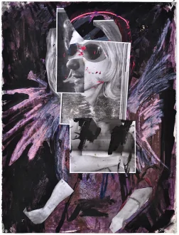 Untitled (Kurt Cobain), 2013. Paint and collage on paper, 30 x 22.5 in.