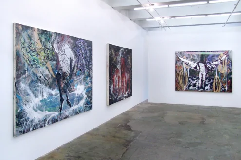 Installation view, west and north wall.