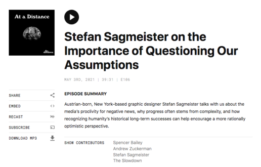 Beautiful Numbers (verdana) - Stefan Sagmeister on the Importance of Questioning Our Assumptions, At A Distance podcast by The Slowdown. 