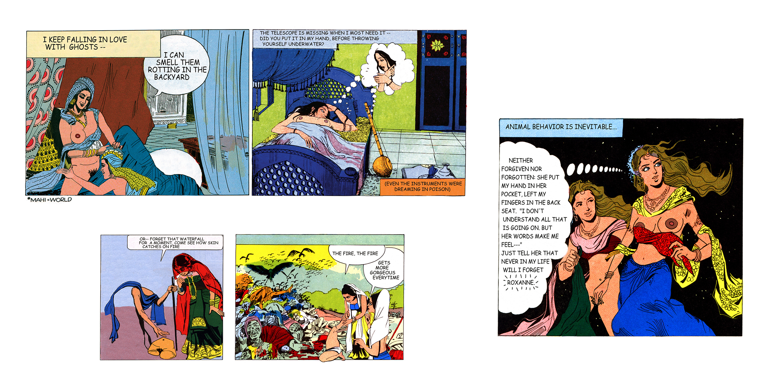 Editions from Tales of Amnesia - <i>Triptych I (Ghosts, telescope - The fire, the fire - Roxanne</i> from <i>Tales of Amnesia</i>), 2002/07. Digital C-prints, edition of 5 (+1 AP).