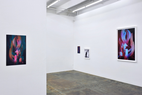Installation view, north wall with column.