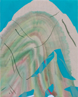 Yuh-Shioh Wong – “If your feet were anchored to the beach and the tide came in and covered your head, could you hold your breath until the tide went out?” - Ridge, 2011. Acrylic and aqua oil on canvas, 20 x 16 in.