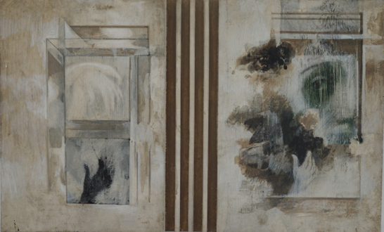 Contemporary Art from Pakistan – Huma Mulji, Bani Abidi, Naiza Khan, Hamra Abbas, Rashid Rana, Mahbub Shah, Zahoor Ul Akhlaq, Muhammad Zeeshan - Zahoor Ul Akhlaq: Untitled, 1991. Mixed media and acrylic on wood, 13 x 20.5 in. (Collection of Salima Hashmi.)