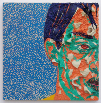 Paint as Figure – Kohei Akiba, Jonathan Delachaux, Jennifer Packer, Schandra Singh, Zheng Wei - Zheng Wei: Portrait No. 2, 2010. Woodcut and mixed media, 24 x 23 in.