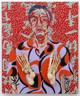 Paint as Figure – Kohei Akiba, Jonathan Delachaux, Jennifer Packer, Schandra Singh, Zheng Wei - Zheng Wei: Youdaoshe Singer, 2010. Woodcut and mixed media, 26 x 21.5 in.