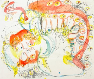 <i>Deep Jaw Relaxation 8.</i>, 2018-19, watercolor, pencil on paper, 70 x 82 cm