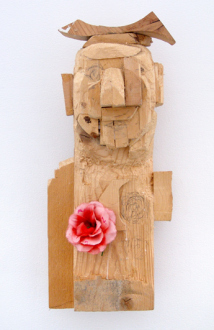 Roza-El-Hassan - Little Monk, 2014. Wood and mixed media, 20.5 x 9.5 x 7.5 in.